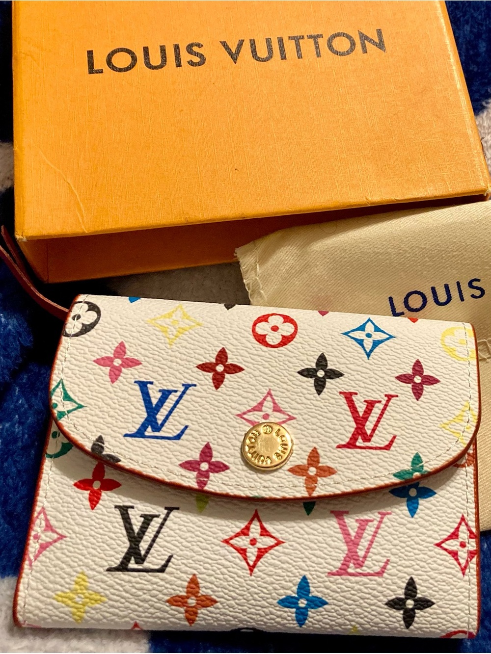 White Multicolor Logo-Print Fold Wallet